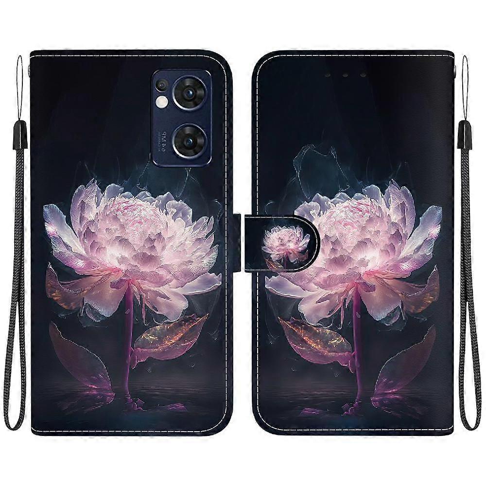 Case For OPPO Find X5 Lite Painted Wallet Cover with Card Slots Compatible with OPPO Find X5 Lite Case - Pink Flower