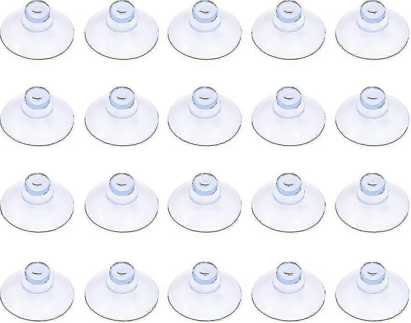 Set Of 20 Small Transparent Plastic Suction Cups, Without Hook, 30 Mm