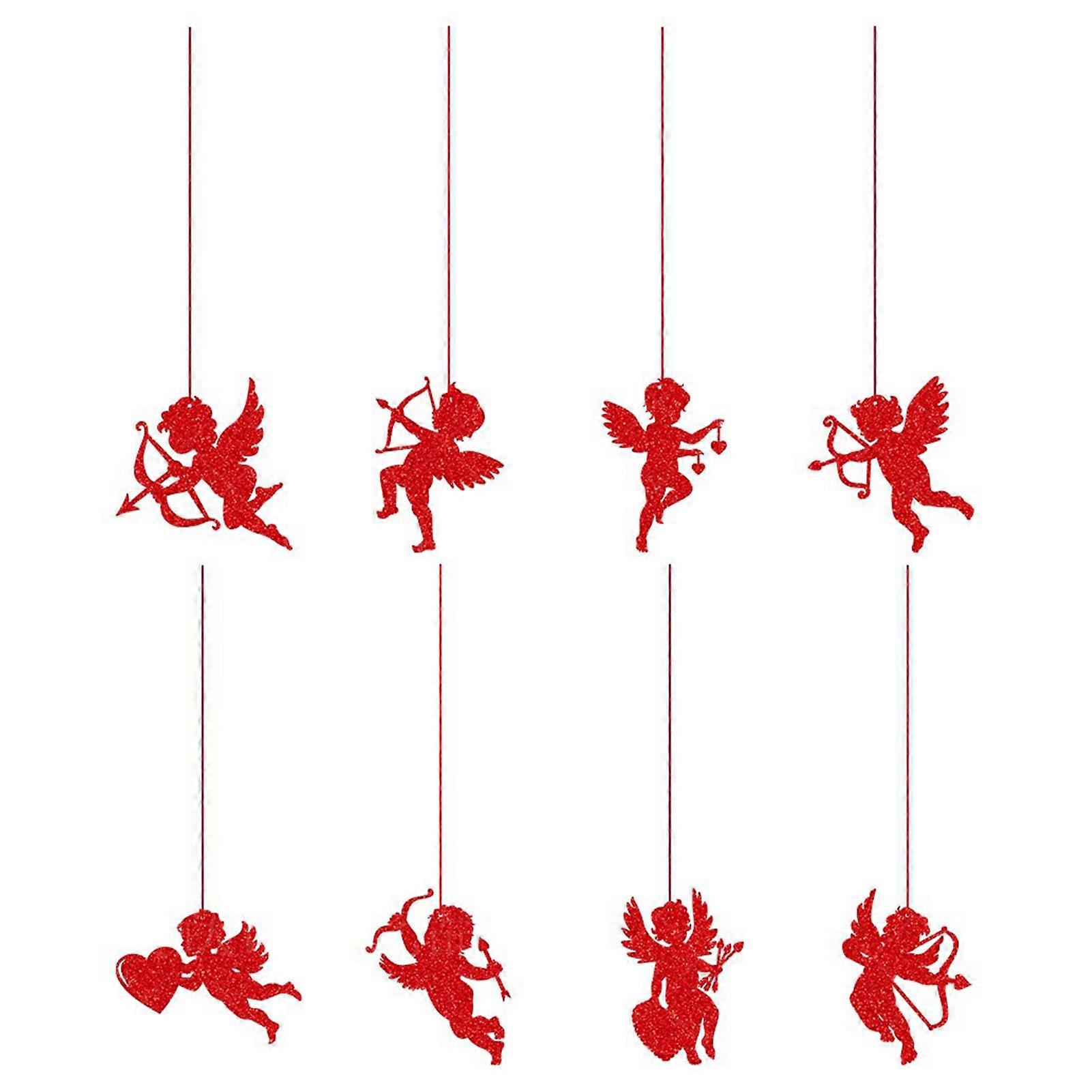 8Pcs Valentine's Day Hanging Plaque Cupid Design Vibrant Color Create Atmosphere Hanging Pendant Home Decoration Jikaix