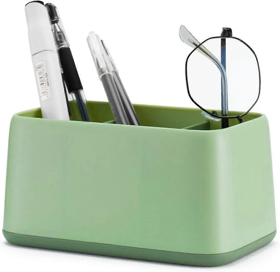 Pot à crayons et stylos vert pour l'organisation du bureau avec 3 compartiments