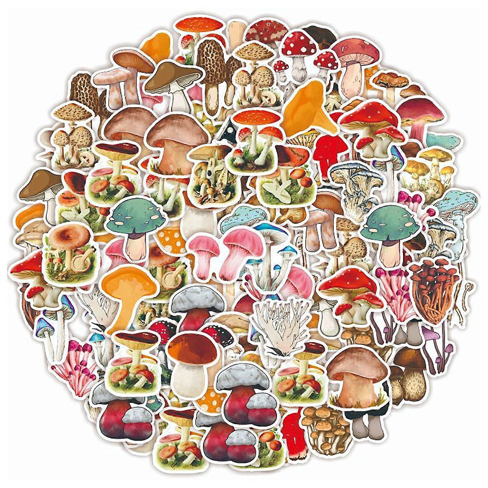 JIKAIX 50 Adet Mantar Çıkartmalar Sevimli Kolay Yapışkanlı Yapışkanlı Çok Yönlü Sevimli Dizüstü Kaykay Sticker Scrapbook için