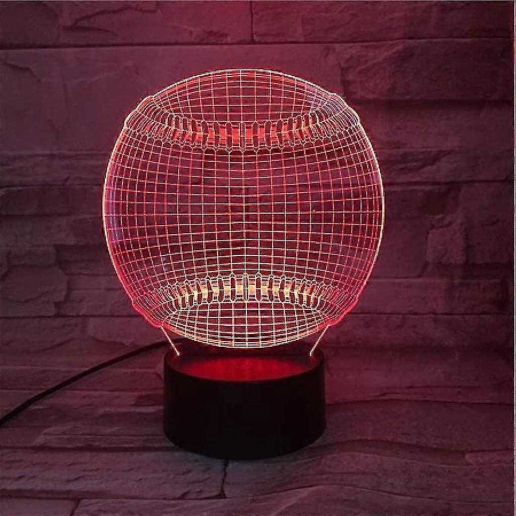 Creative Baseball 3d Night Light, Colorful Touch Desk Lamp Led Stereo Vision Simples e Moderno