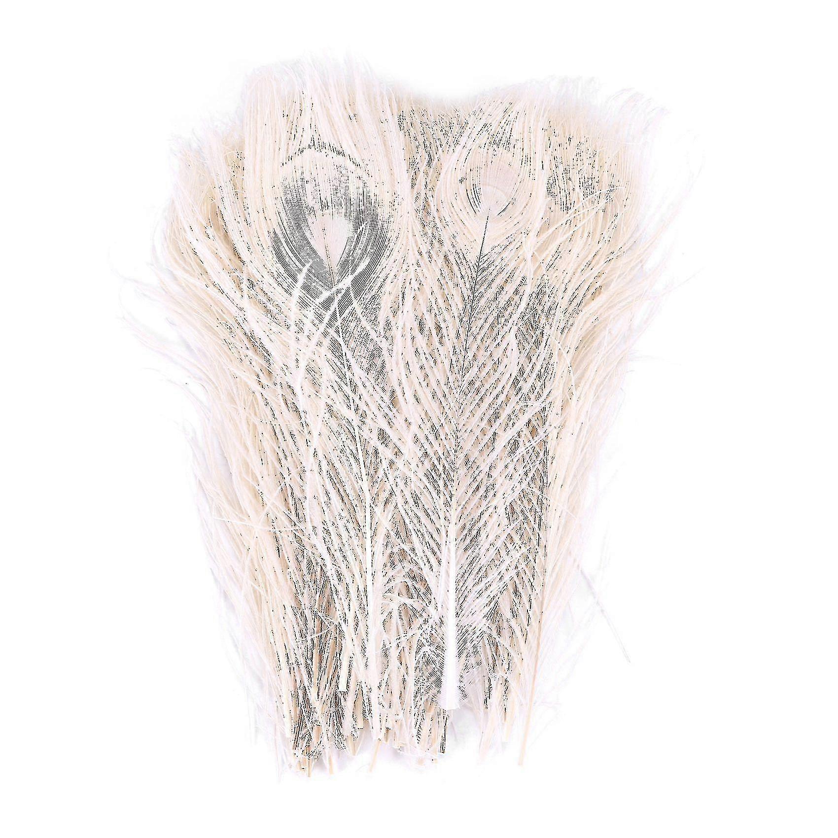 50 Pcs/natural White Peacock Feathers In The Eye, 10 To 12 Inches Of The Peacock Feather Wedding De-YUHAO
