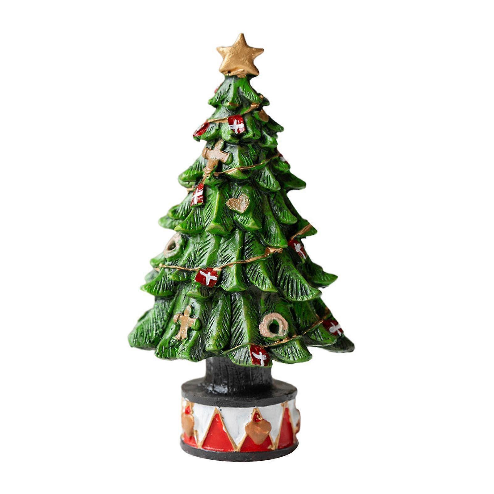 Christmas Tree Statue Photo Prop Desktop Ornament for Bookshelf Home Bedroom Small