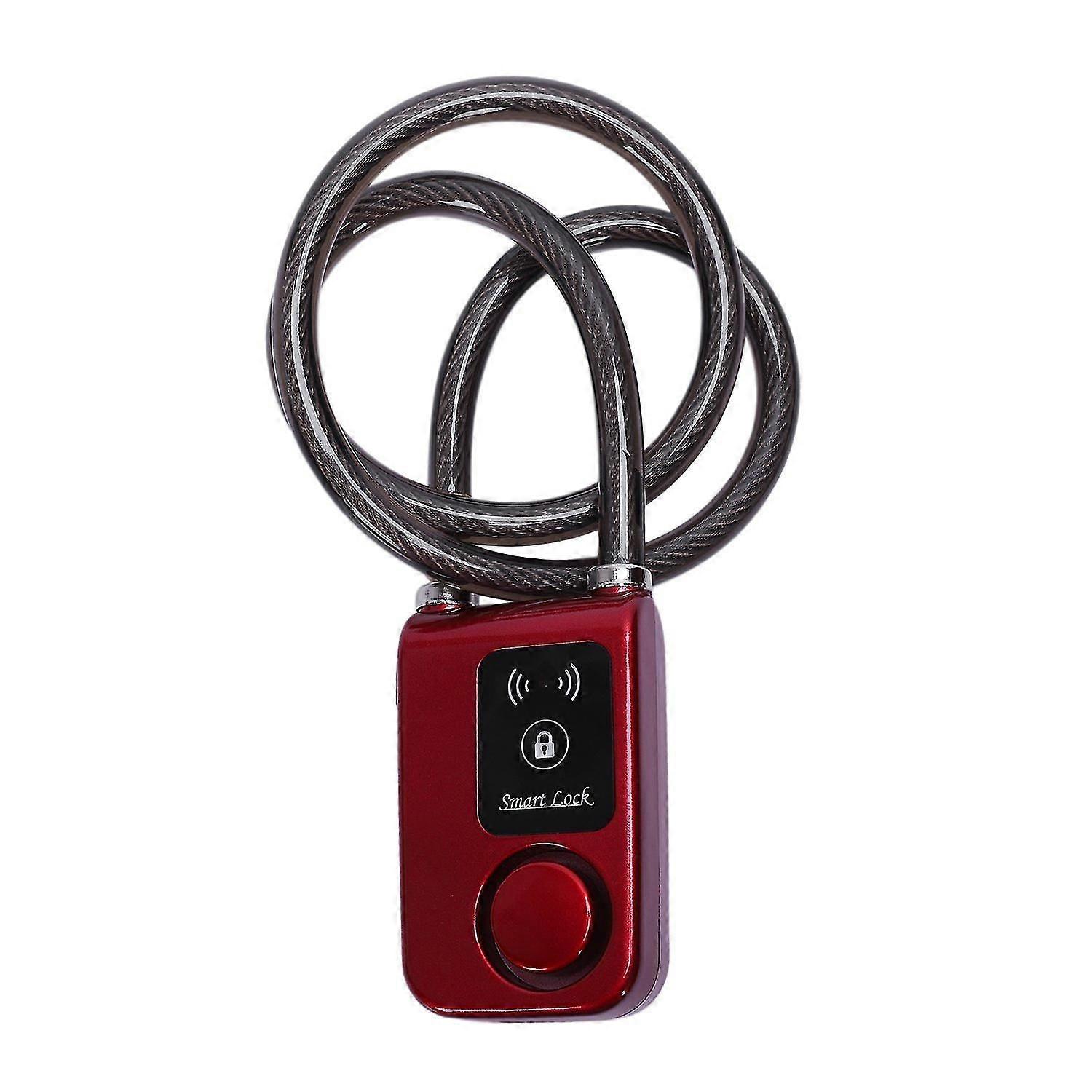 Outdoor Anti Theft Bicycle Lock Super Intelligent Phone App Control Smart Alarm Bluetooth Lock Waterproof 110db Alarm Lock(red)