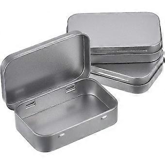 Set of 3 Empty Hinged Silver Metal Rectangular Boxes...