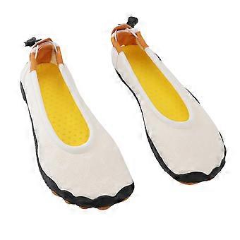 1 Pair Water Shoes Quick Dry Anti Slip Breathable Rubber Nylon Stretchy Beach Shoes for Surfing Swimming Diving 40 White