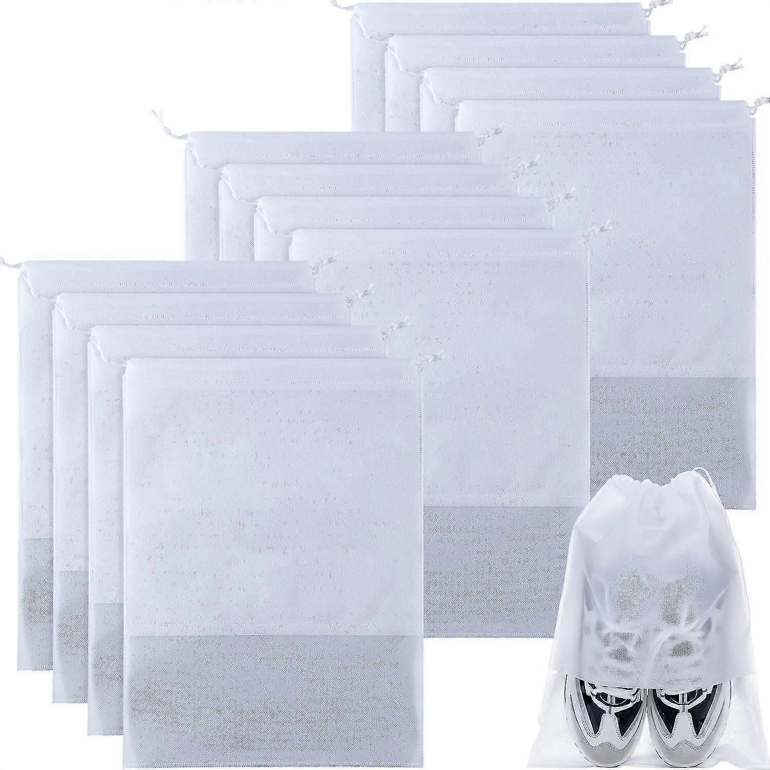 12 Pieces Travel Shoe Storage Bag Non-woven Storage Bag Portable Shoes Pouch With Transparent Window For Daily And Travel Use,0091
