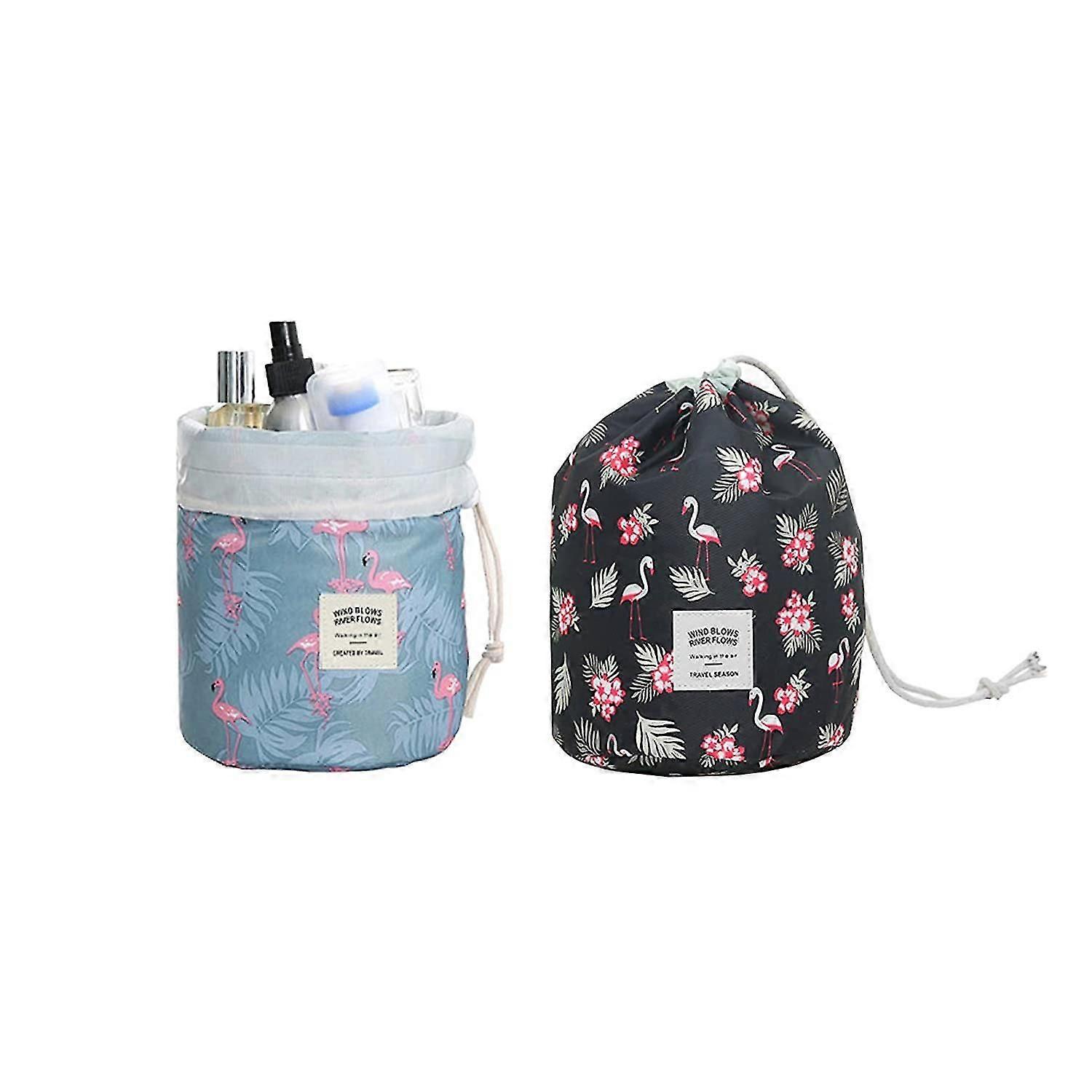 Portable Travel Toiletry Bag - Flamingo Pattern Drawstring Storage Bag