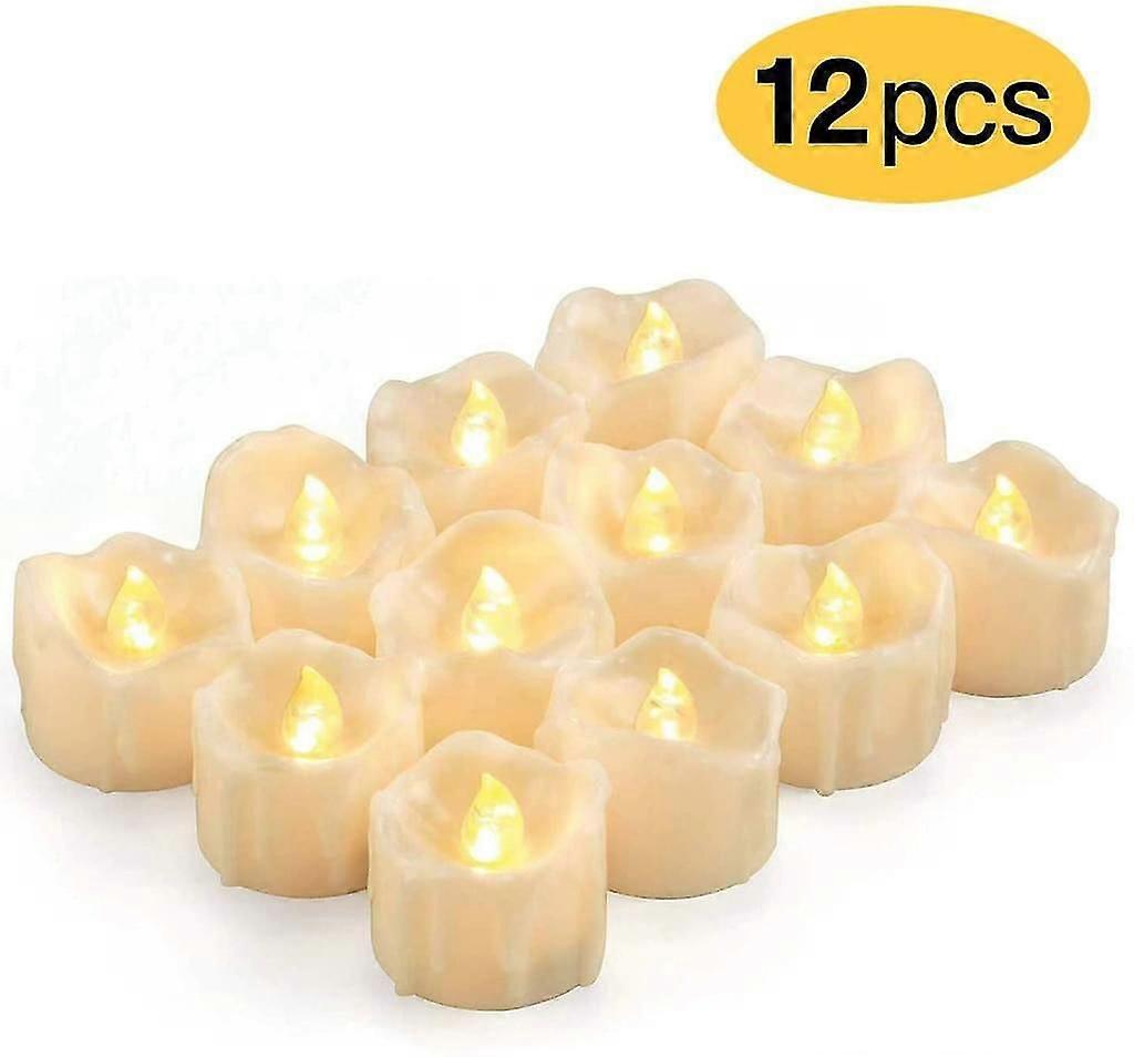 Led Timer Candles, 12 Pack Led Tea Lights Flameless Candles Flickering Real Wax Electric Candles With Cr2032