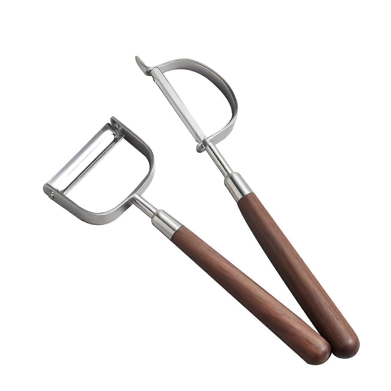 304 Stainless Steel Y-Shaped Vegetable Peeler with Walnut Wooden Handle, Sharp Blade for Potatoes, Carrots, and Fruits