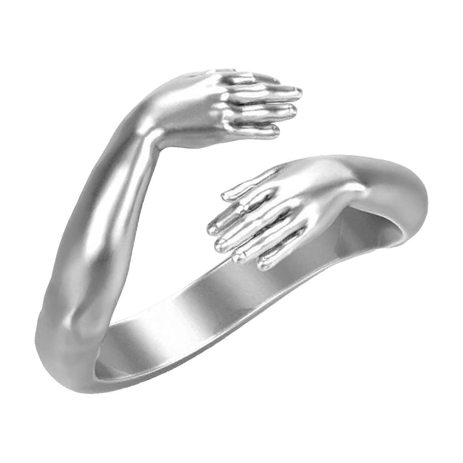 Creative Hugging Hands Ring for Women Men Open Adjustable Vintage