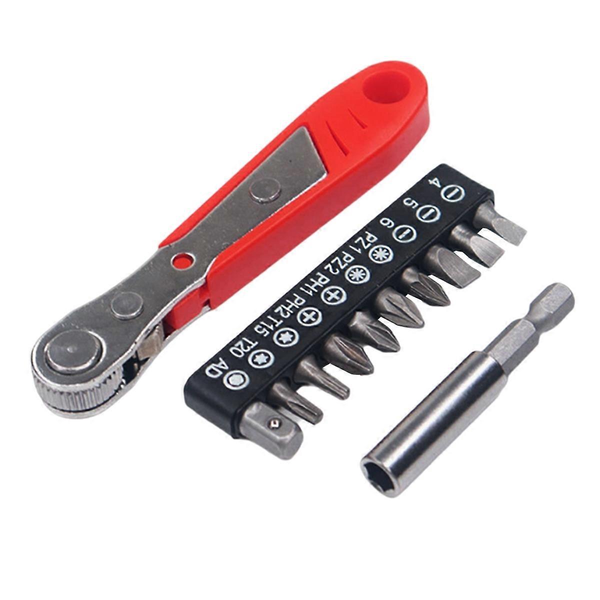 Mini Ratchet Wrench Two-Way Adjustment with Batch Extension Rod Suitable for Screwdriver Drill Tool