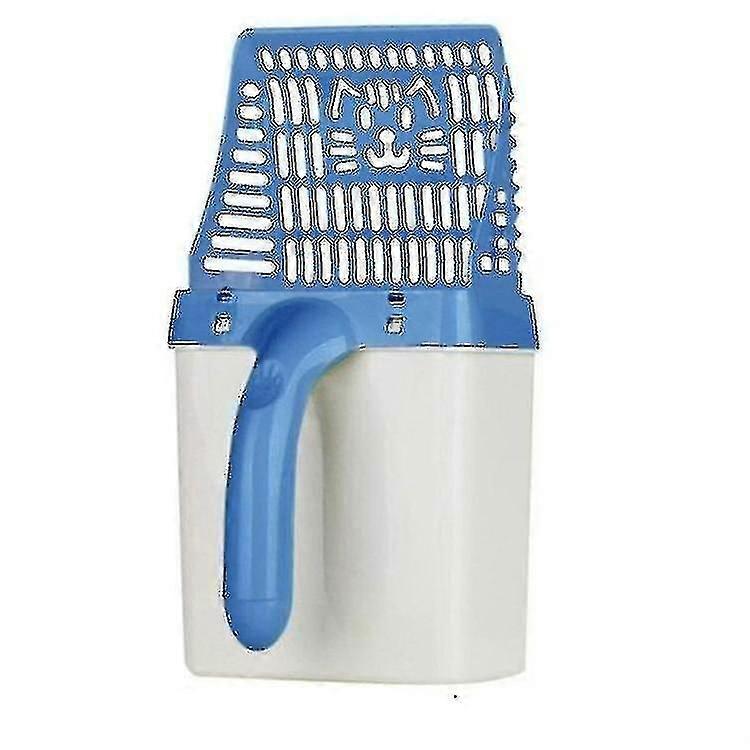 キャットリターショベルペットキャットリターシフターホローキャットサンドクリーニングスクープペットトイレ(青)