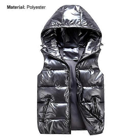 אפוד חורף לנשים בצבע אחיד עם ברדס חם, כיסי שוליים אלסטיים בצבע בהיר, אפוד מרופד