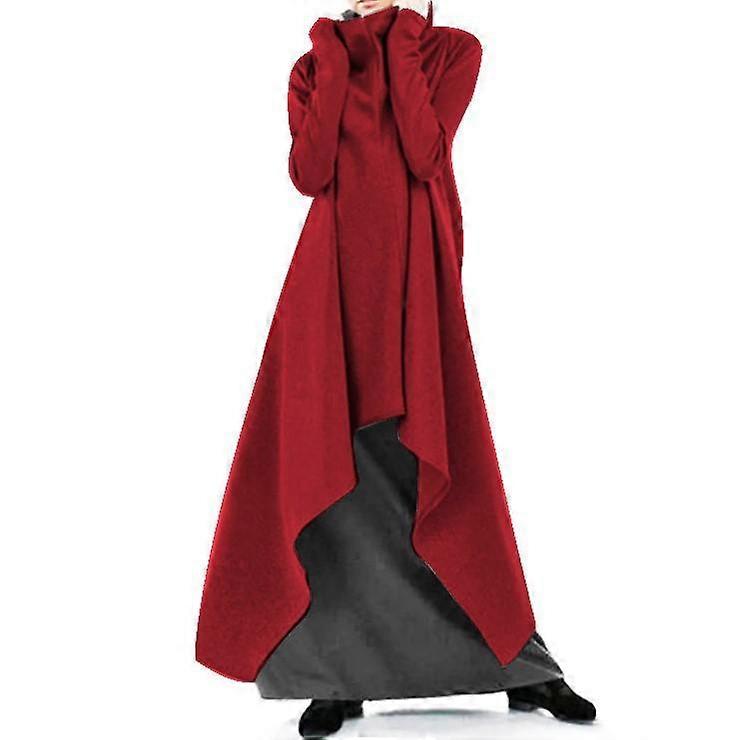 Autumn Women's Loose Irregular Solid Color Robe Sweatshirt High Neck Pullover Sweater Plus Size