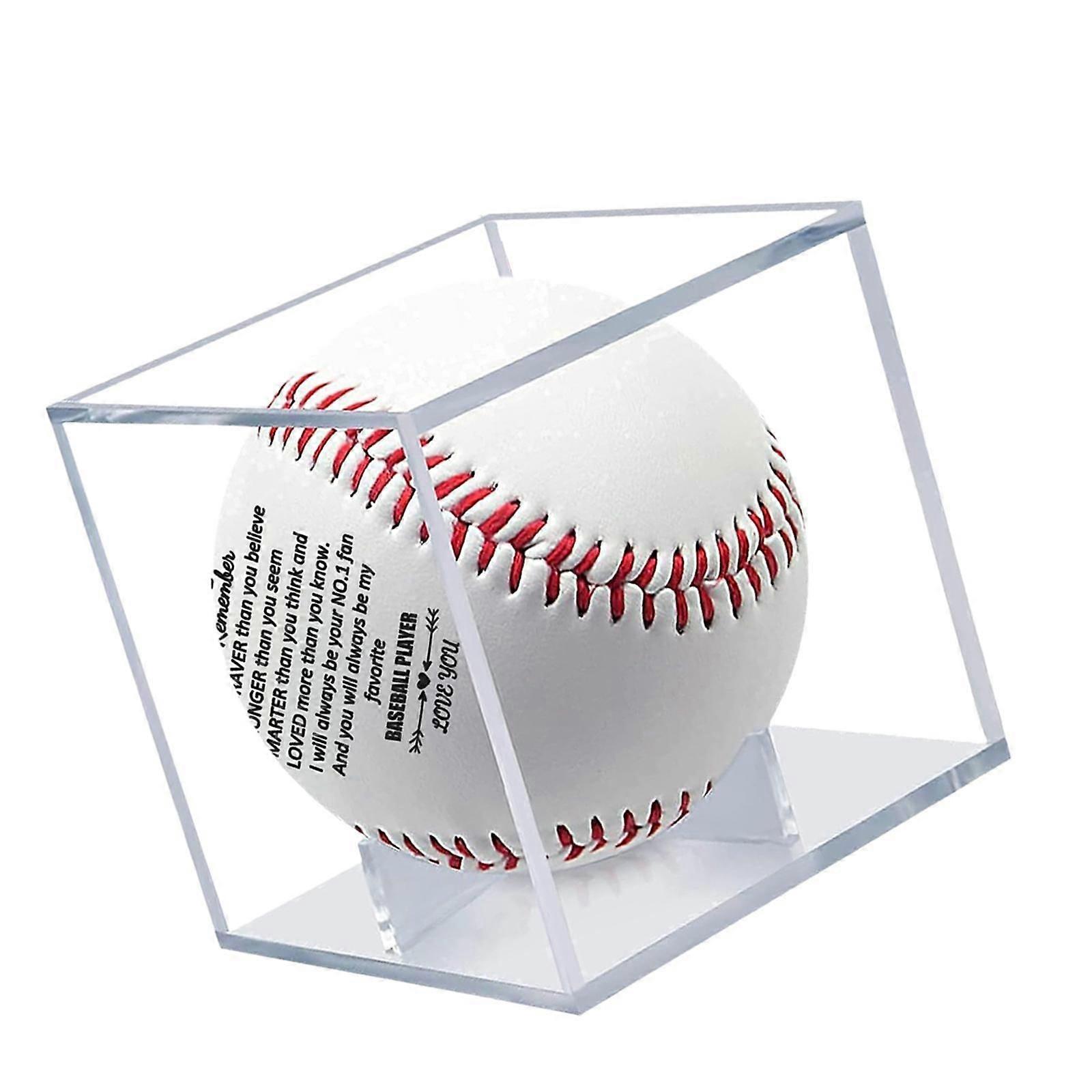Baseball Display Case with Wooden Core Baseball Reusable Square Baseball Box