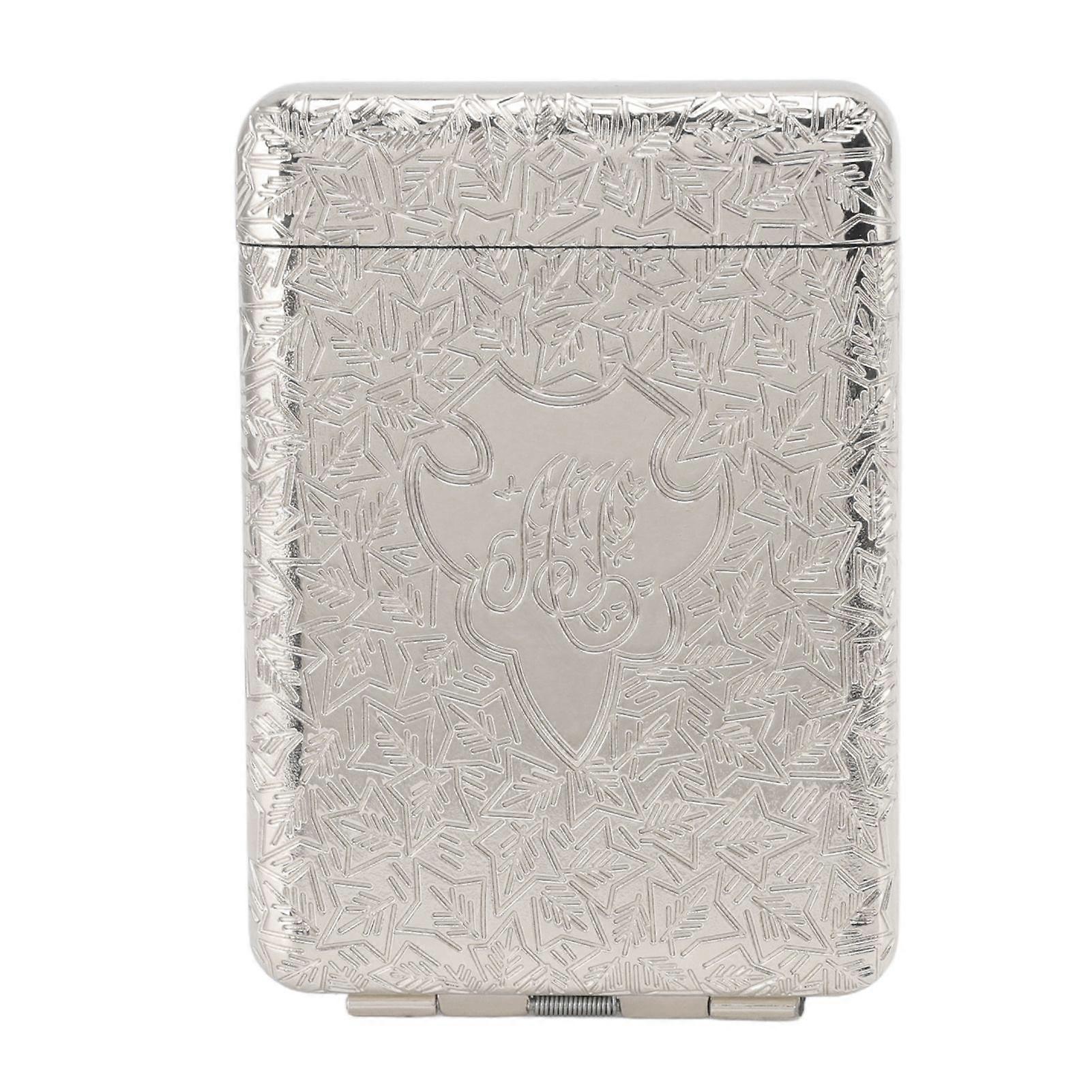 Retro Cigarette Case for 16pcs Coarse Cigarettes 3 Opening Stereo Embossed Pattern Portable Cigarette Box Silver