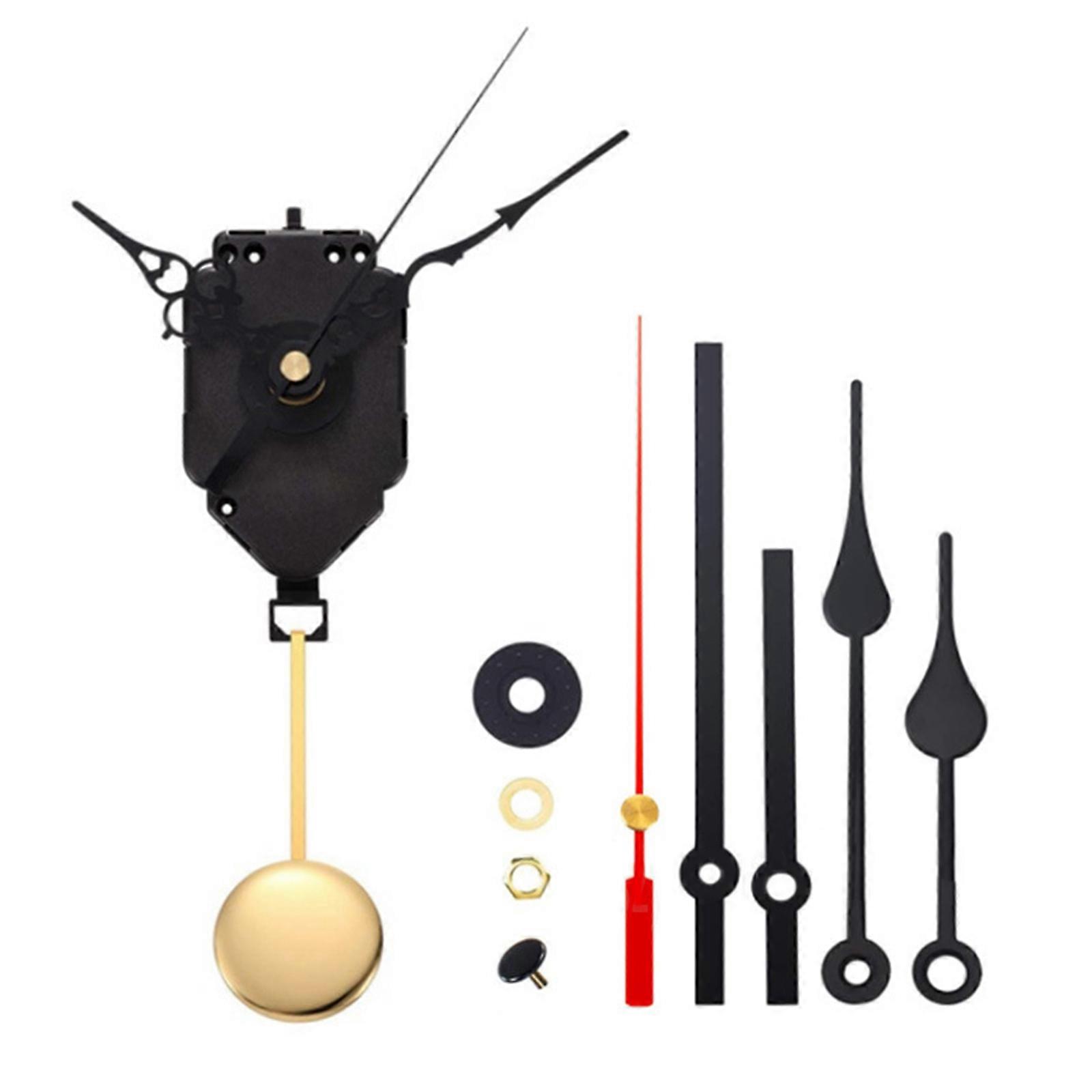 Quartz Pendulum Clock Movement Mechanism Long Shaft DIY Quartz Clock Motor Kit with 3 Pairs Hands and Pendulum Durable  Red