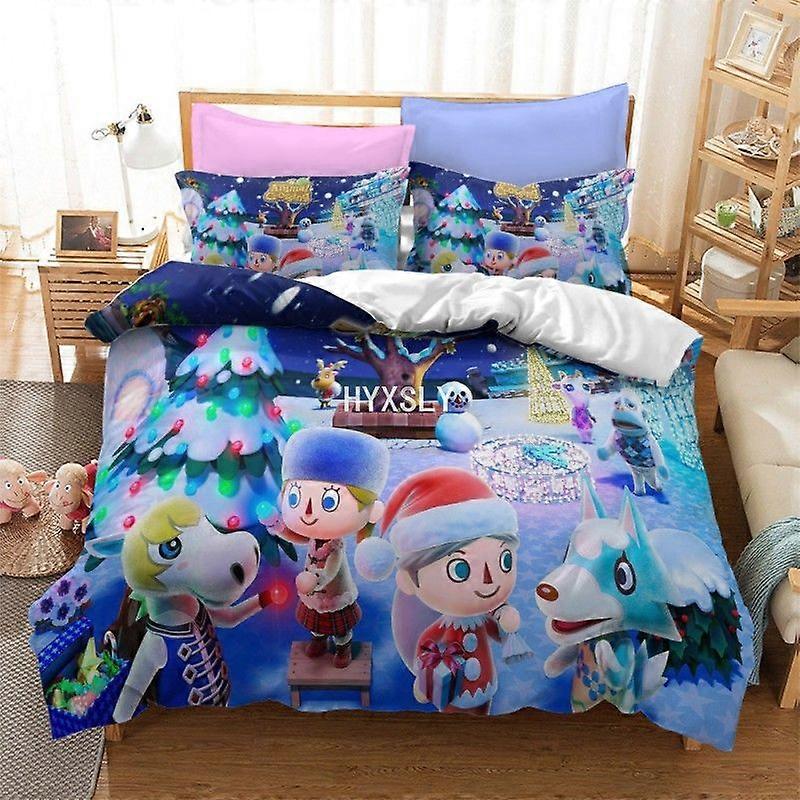 v903 Prześcieradła Zestaw pościeli Cartoon Game Poszwa na kołdrę Zestawy Podwójna pełna poszewka na poduszkę Queen King Size dla dzieci Prezent Home Decor 3-częściowy zestaw pościeli (1 kołdra C