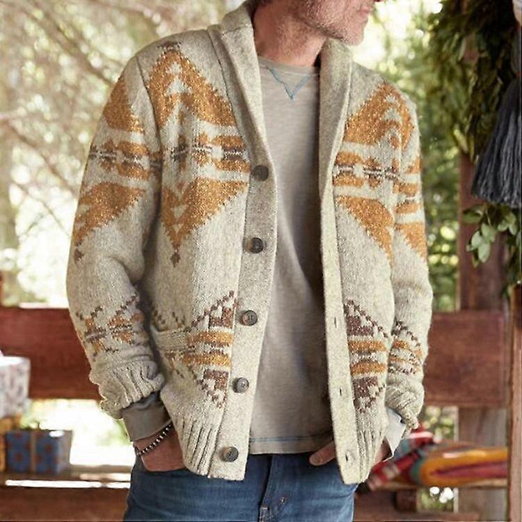 Herr Casual Cardigan Tröjor Sjalkrage Långärmad Stickad Button Down Koftor Höst Vinter Lätt Lös Passform Stickad Tröja Ytterkläder för Herr