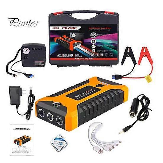 Multifunctional Car Battery Jump Starter with LED Flashlight Easy to Use 12V Portable Power Pack Battery Booster Jump Box