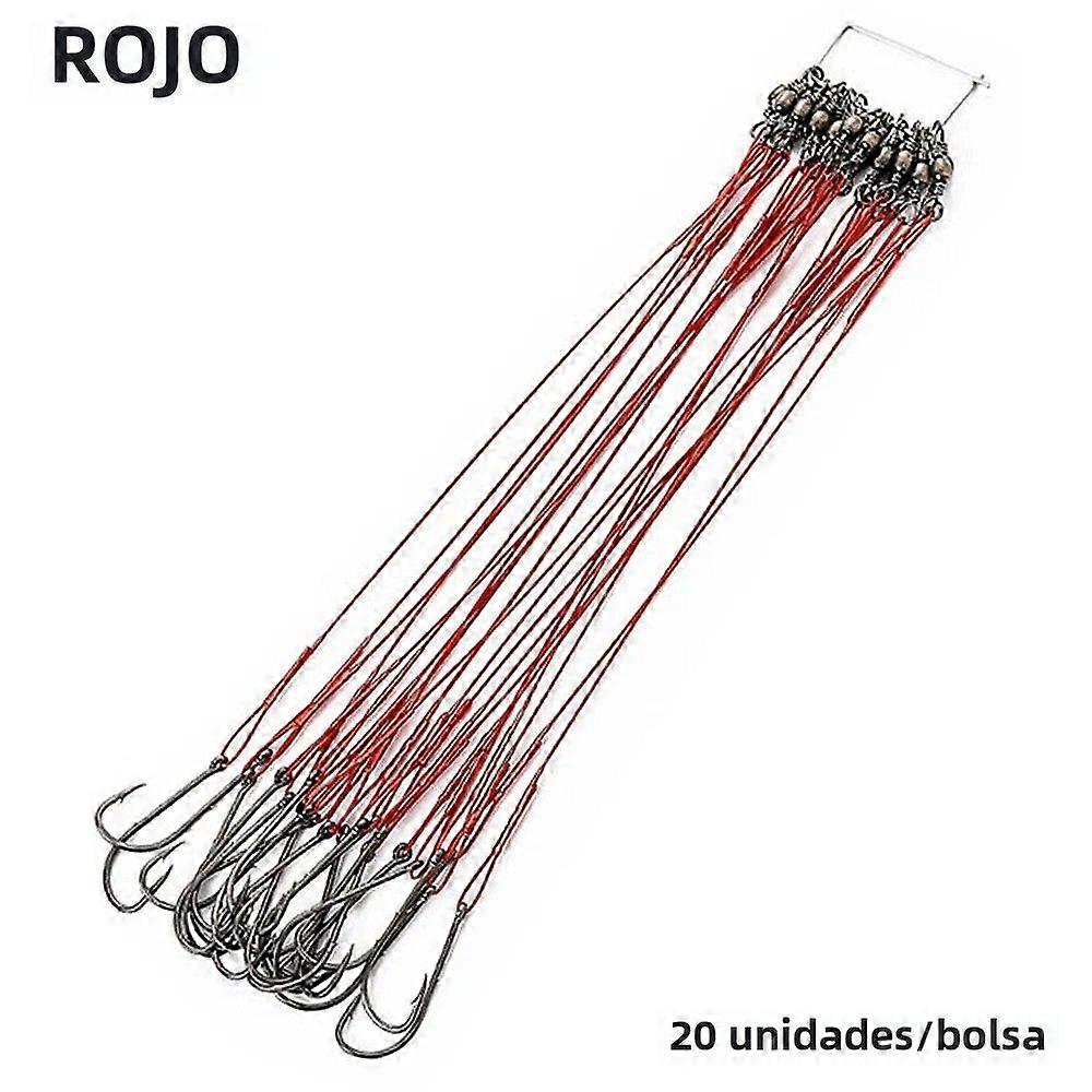 FLYSAND Anti Bite Steel Fishing Line With #1 Hook And Swivel 50LB 20Pcs/Bundle 3 Colors Fishing Gear