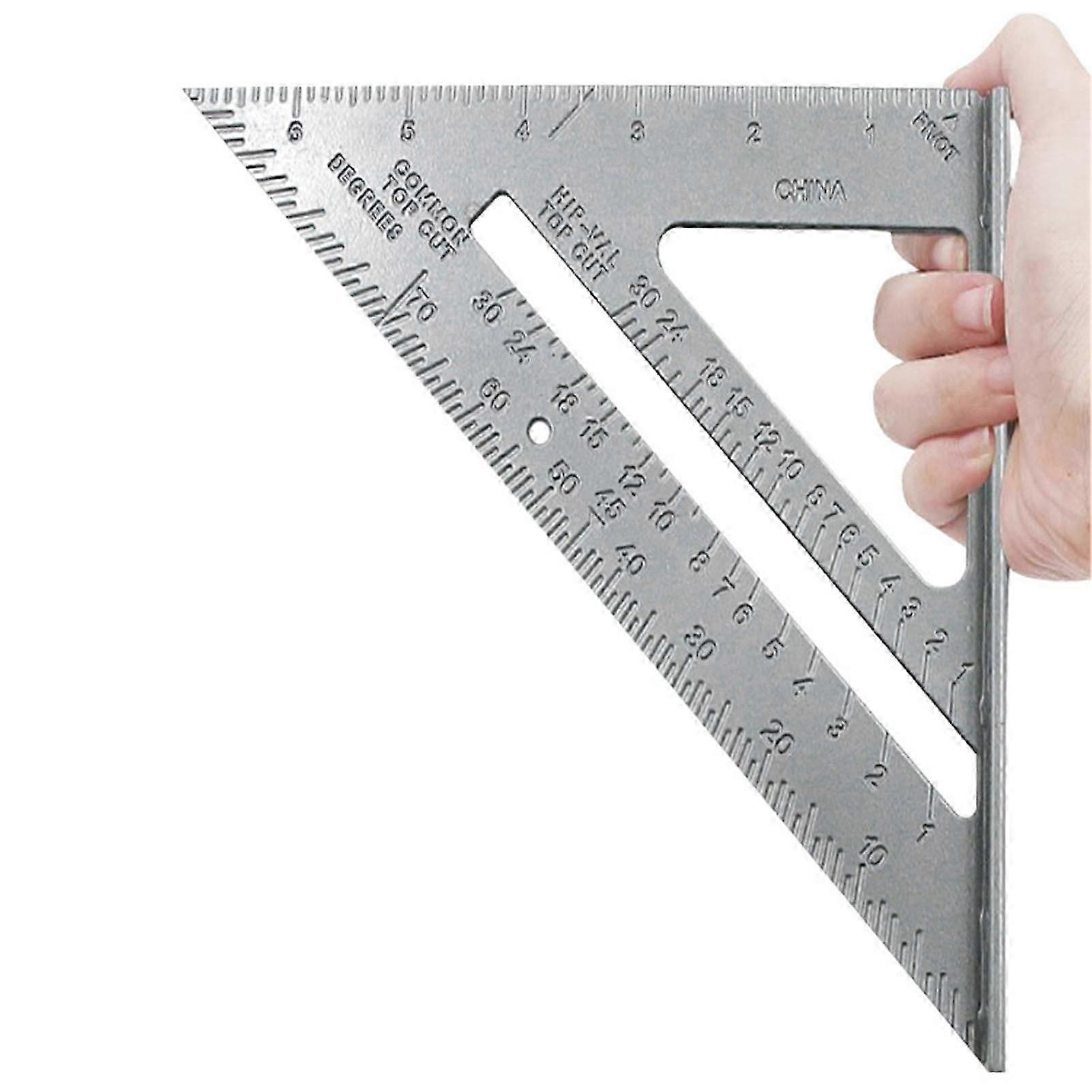 Silver Thickened Triangular Ruler Portable Aluminum Alloy Measuring Ruler for Woodworking Tools