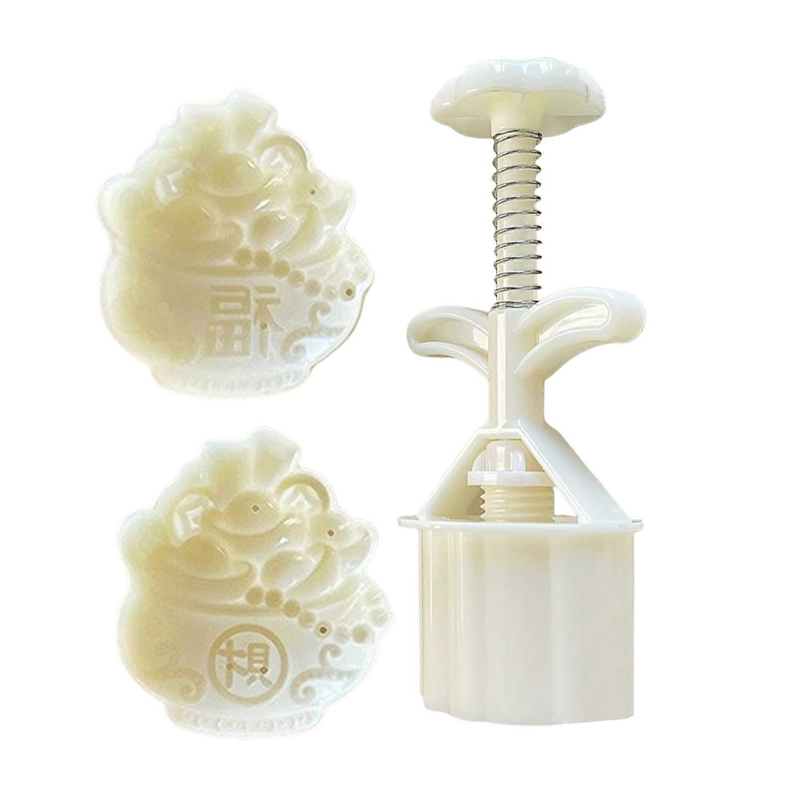 Safe Mooncakes and Dessert Molds Easy to Use Mooncakes Hand Press Handheld Treat Mould with 2 Festival Pattern