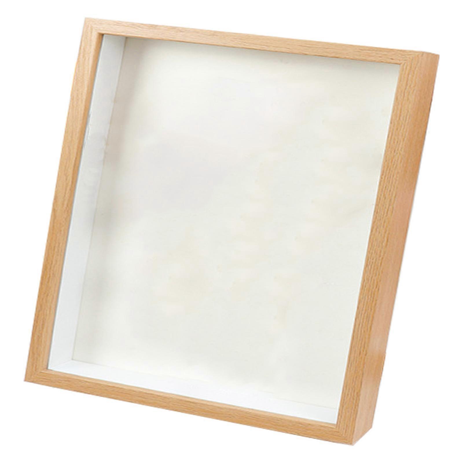 Decorative Wood Frame for Dry Flowers Transparently Glass Picture Holder For Home & Wedding Decoration Wood color Square 10 inches