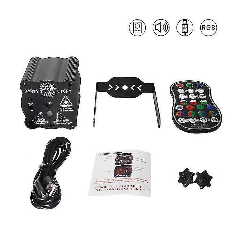 Mini Stage Party Light 120 Patterns Laser Projector Light Sound & Remote Control RGB LED Disco Lights for Home Bar Show