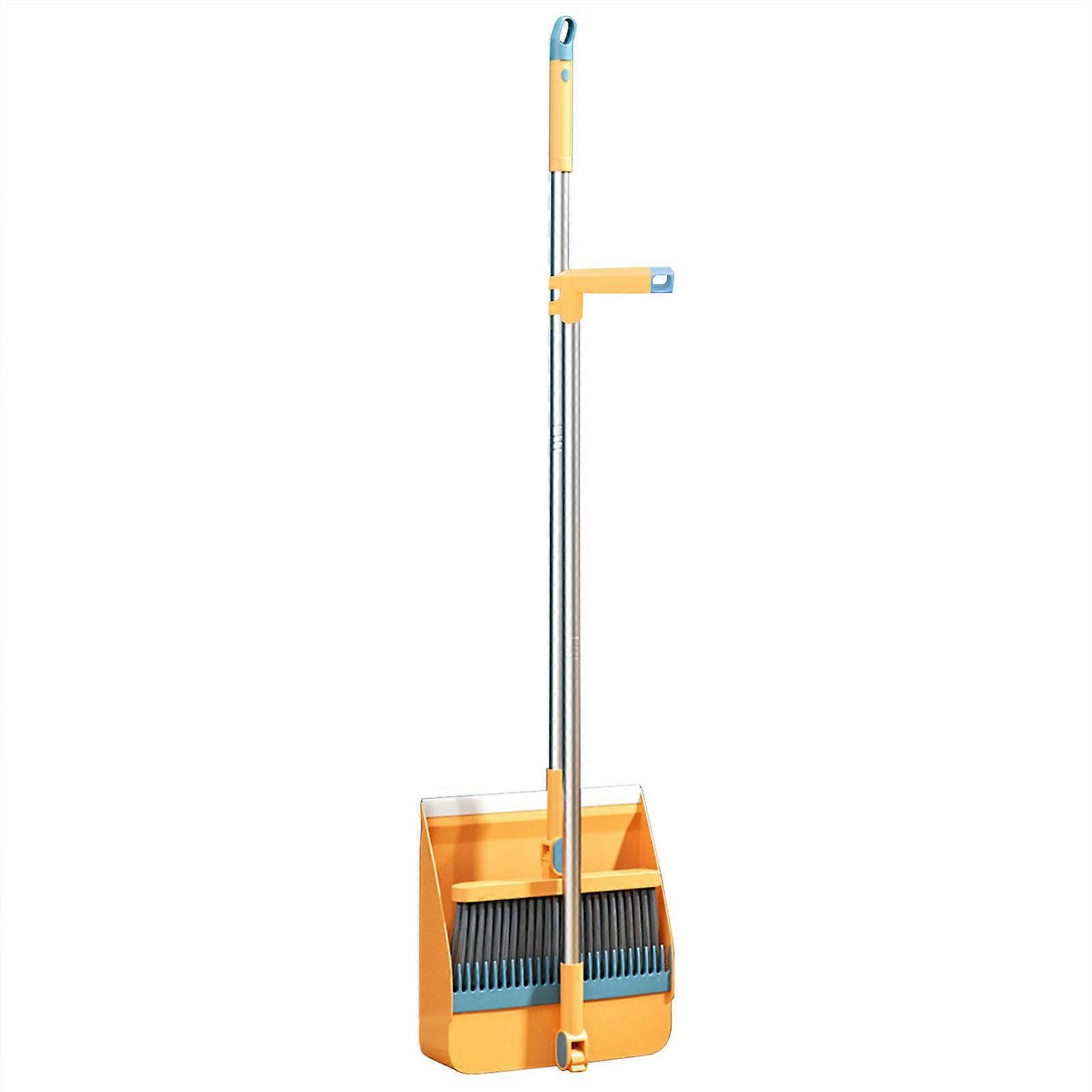 Brooms Indoor 180° Rotatable Standing Storage Buckle Type Brooms And Dustpan Set With Scraping Teeth And Scraper Deep Cleaning Suitable For Home