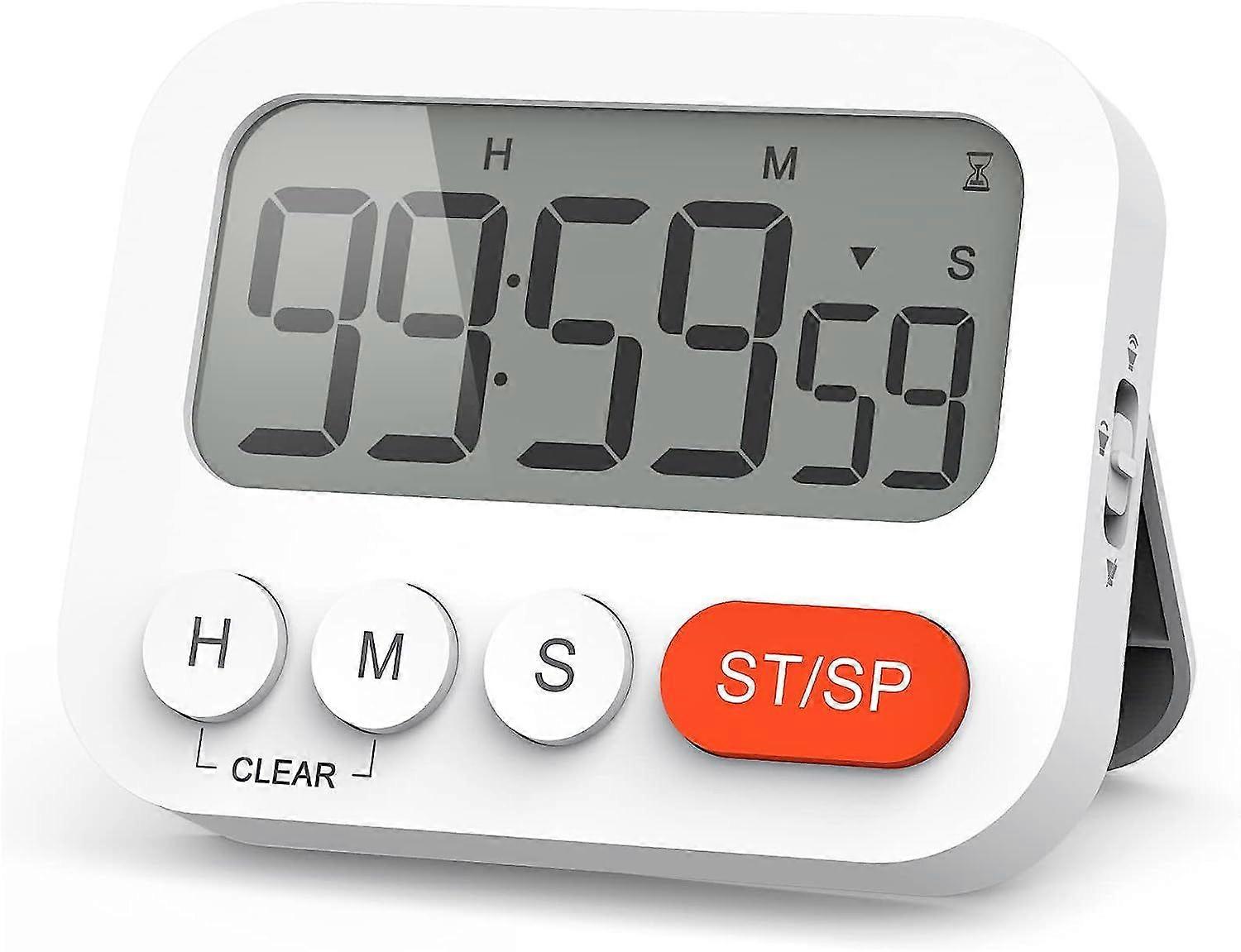 Digital Timer Egg Timer Digital Kitchen Timer with Clock, Stopwatch, Alarm Clock, Magnet, 3-Level Volume, LCD Display for Learning, Cooking, Sports