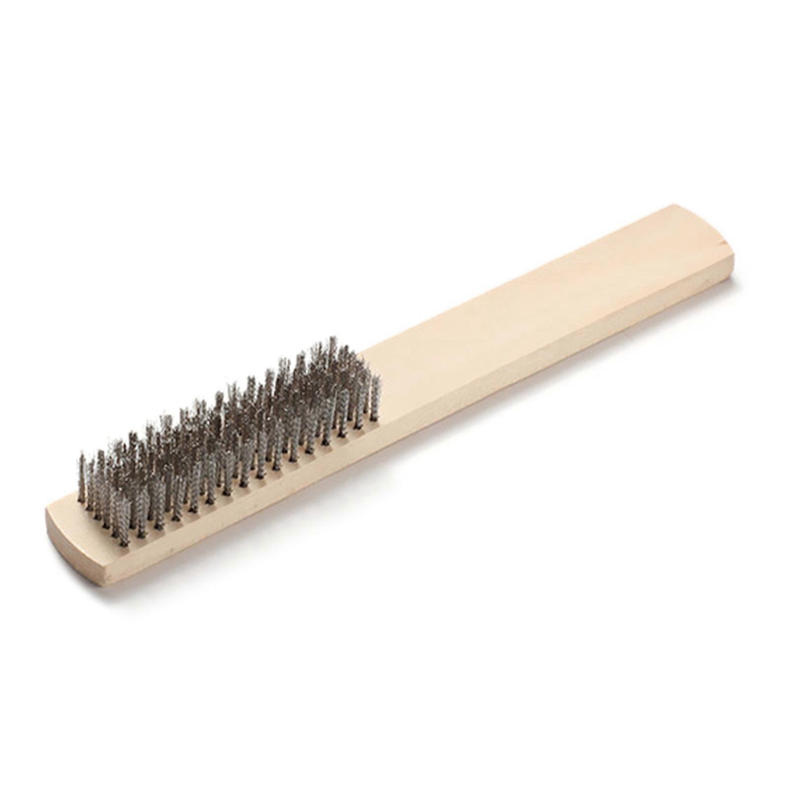 Portable- Wire Brush 6 Row Bristle Wire Brush for w/ Wood- Handle for Cleaning Metal Surface- Texturing Removes Dirt 2 T