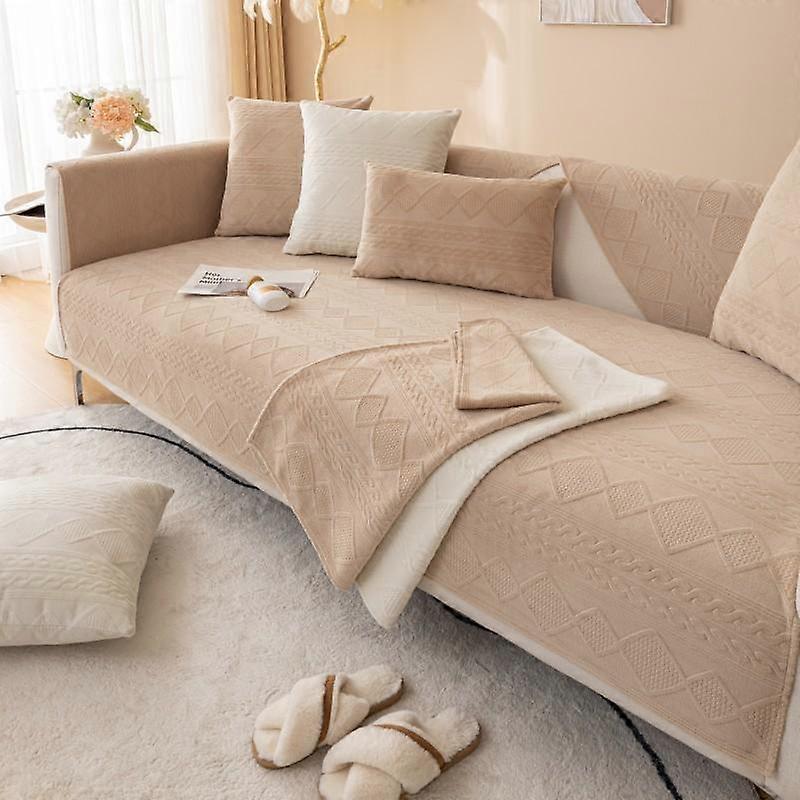 Plush Sofa Cover Winter Thickened Velvet Non-Slip Cushion Soft Warm Living Room Sofa Cover Backrest Armrest Cushion Universal