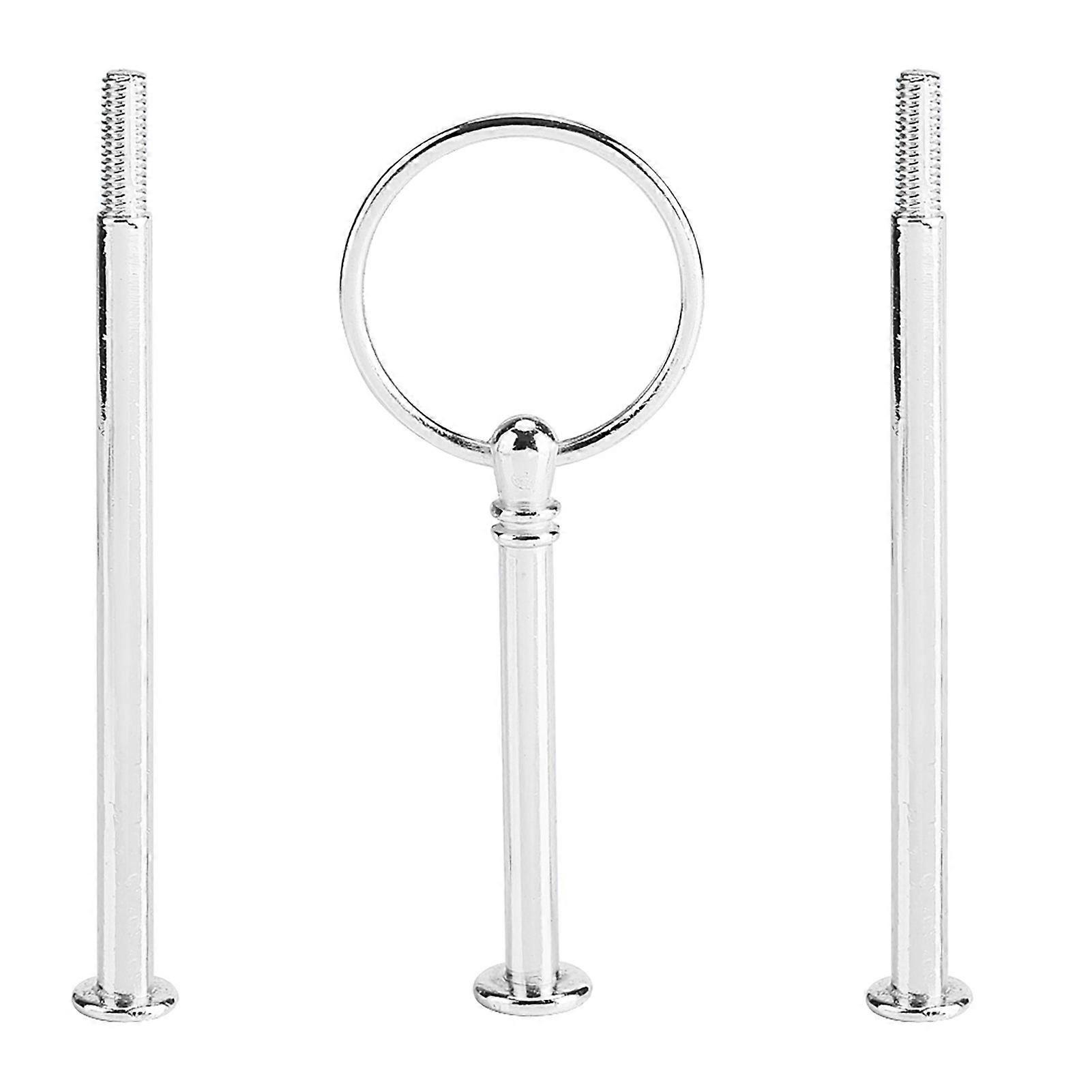 Multi tiers Cake Tray Stand Handle Fruit Plate Hardware Fitting Holder(3-tiers Round Silver)