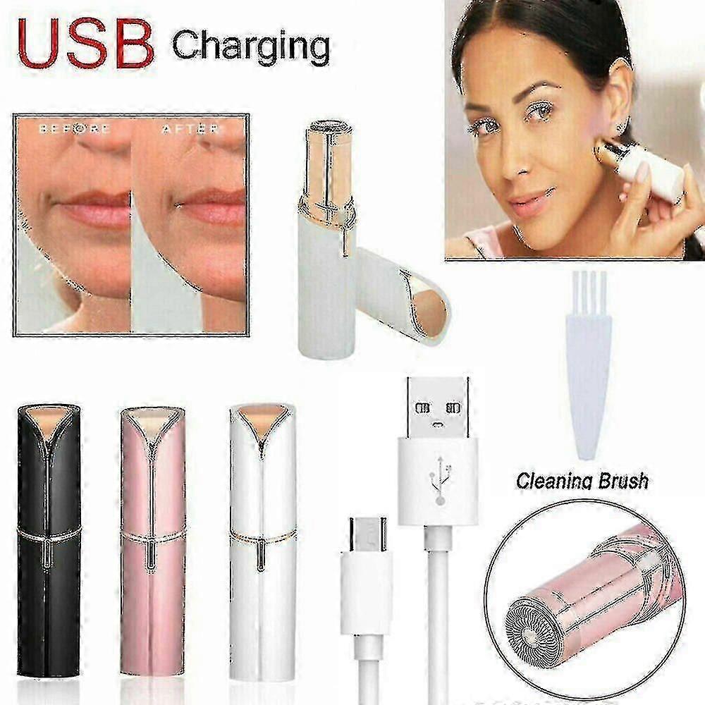 Facial Epilator Usb Rechargeable 18k Plated Buh  White