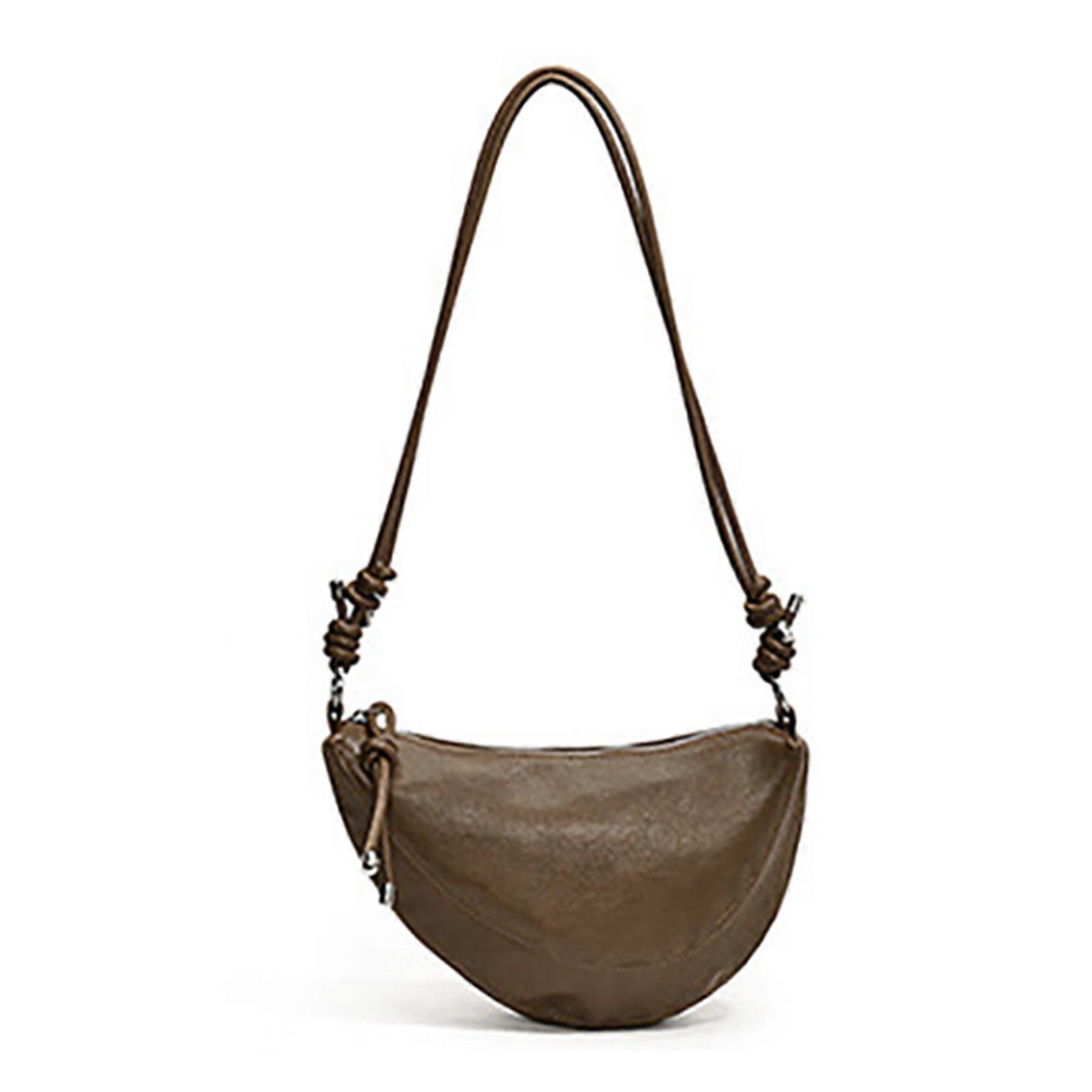 Women's Retro Solid Color Dumpling Shoulder Bag with Adjustable Strap Small PU Leather Crossbody Purse for Everyday Use pale yellow