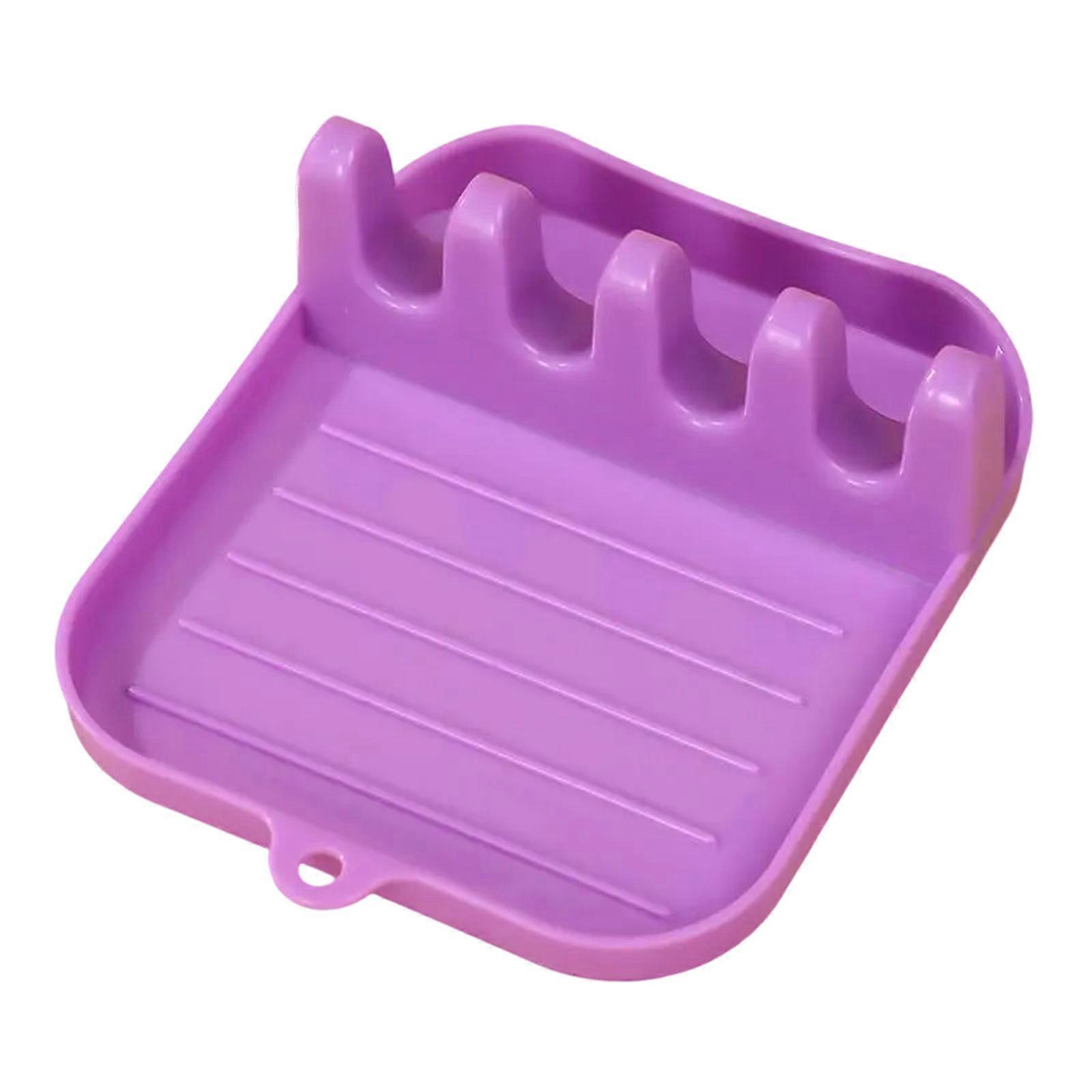 Kitchen Spoon Holders Pot Lid Rack Spoon Chopsticks Rest Holder Stable Countertop Storage Spatula Rack Enduring Purple