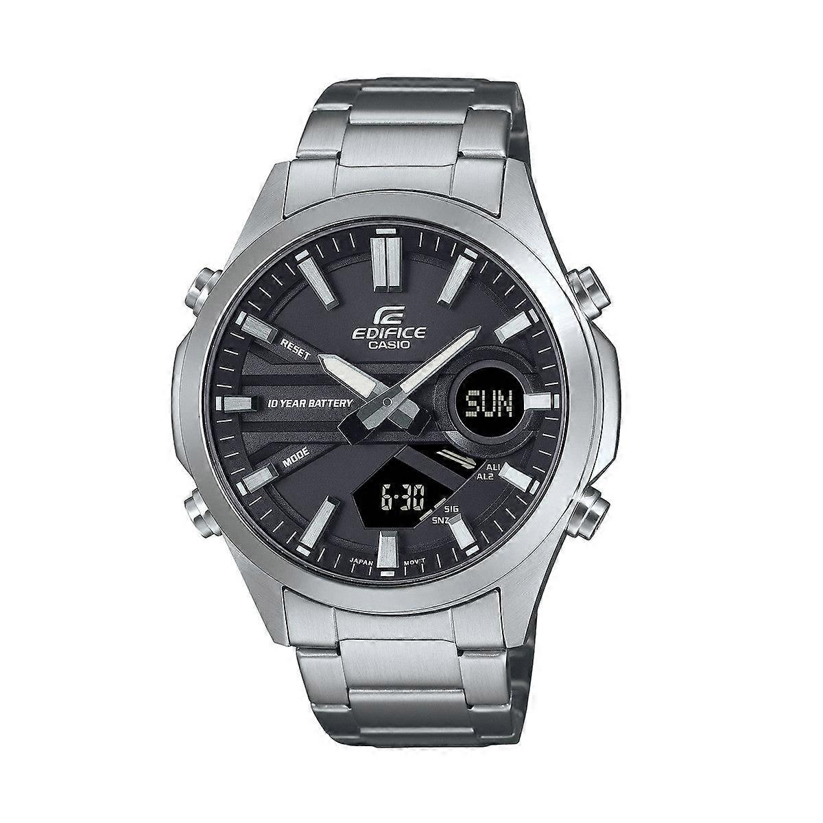 Casio Edifice Efv-c120d-1aef Men's Analog-digital Watch, Black Dial, Stainless Steel Band