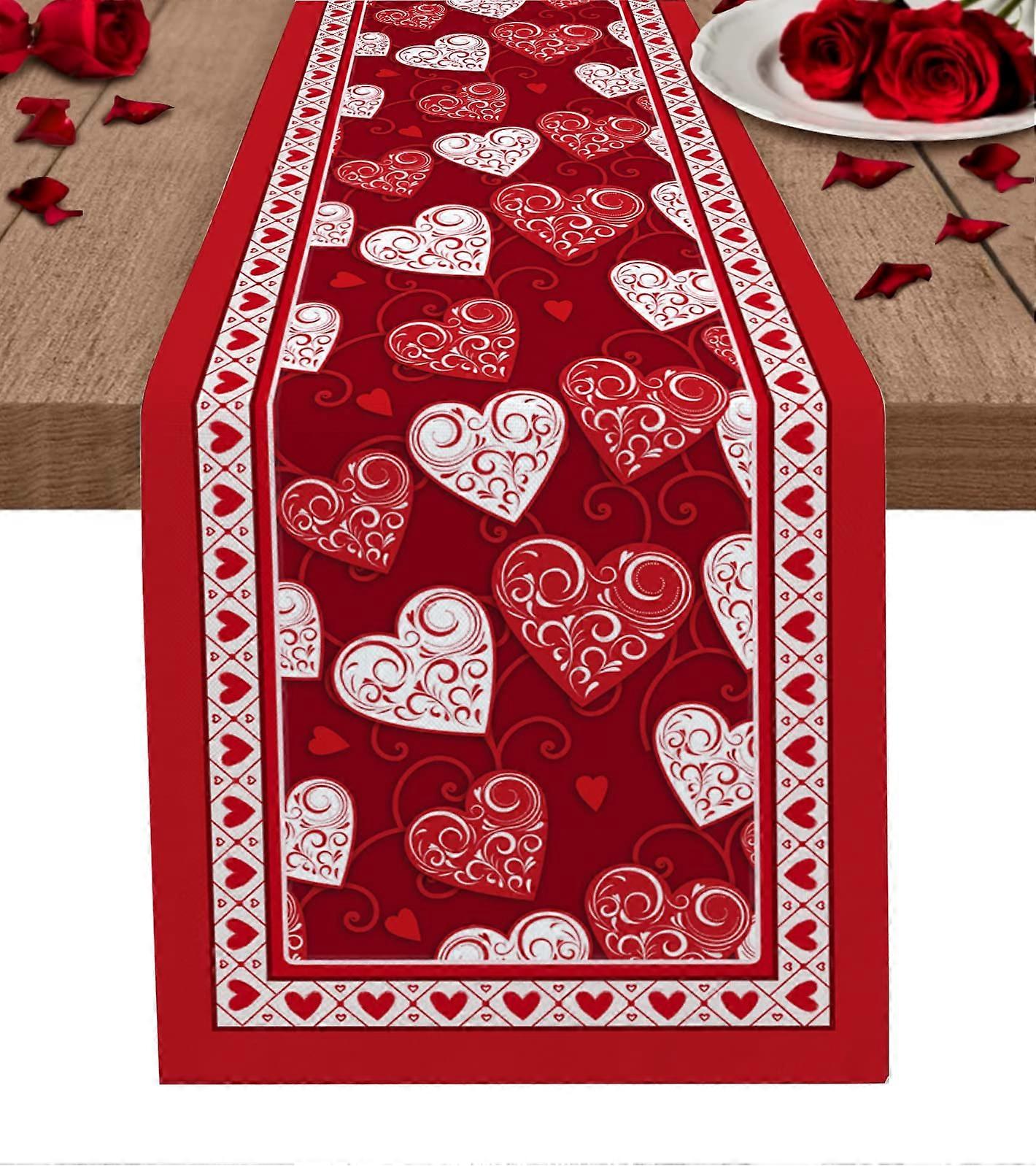 Red Heart Table Runner 13x70 Inches For Wedding Party Table Decor