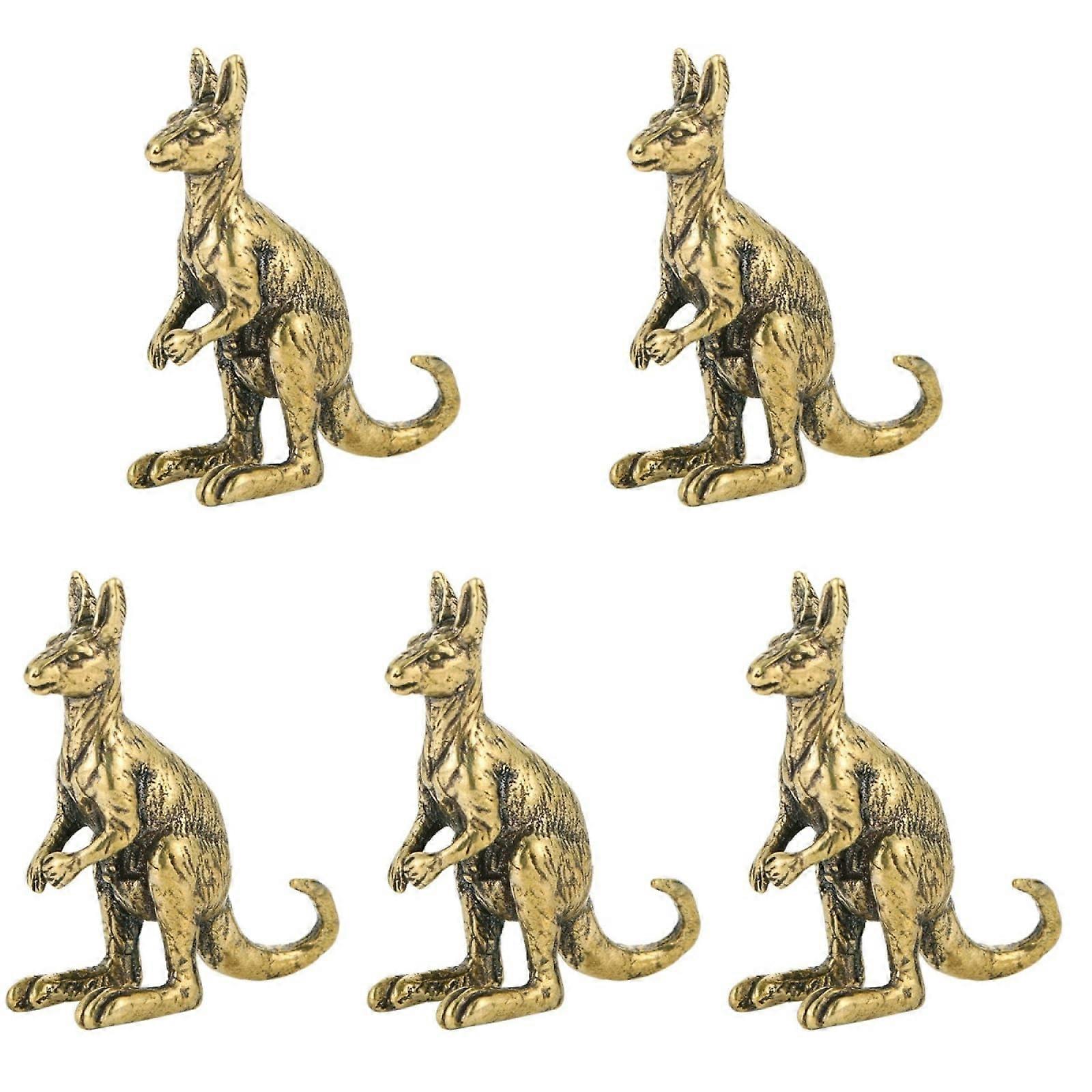 Vintage Miniature Kangaroo Figurines Set of 5 for DIY Craft and Collection 1.5 Inch Resin Statues