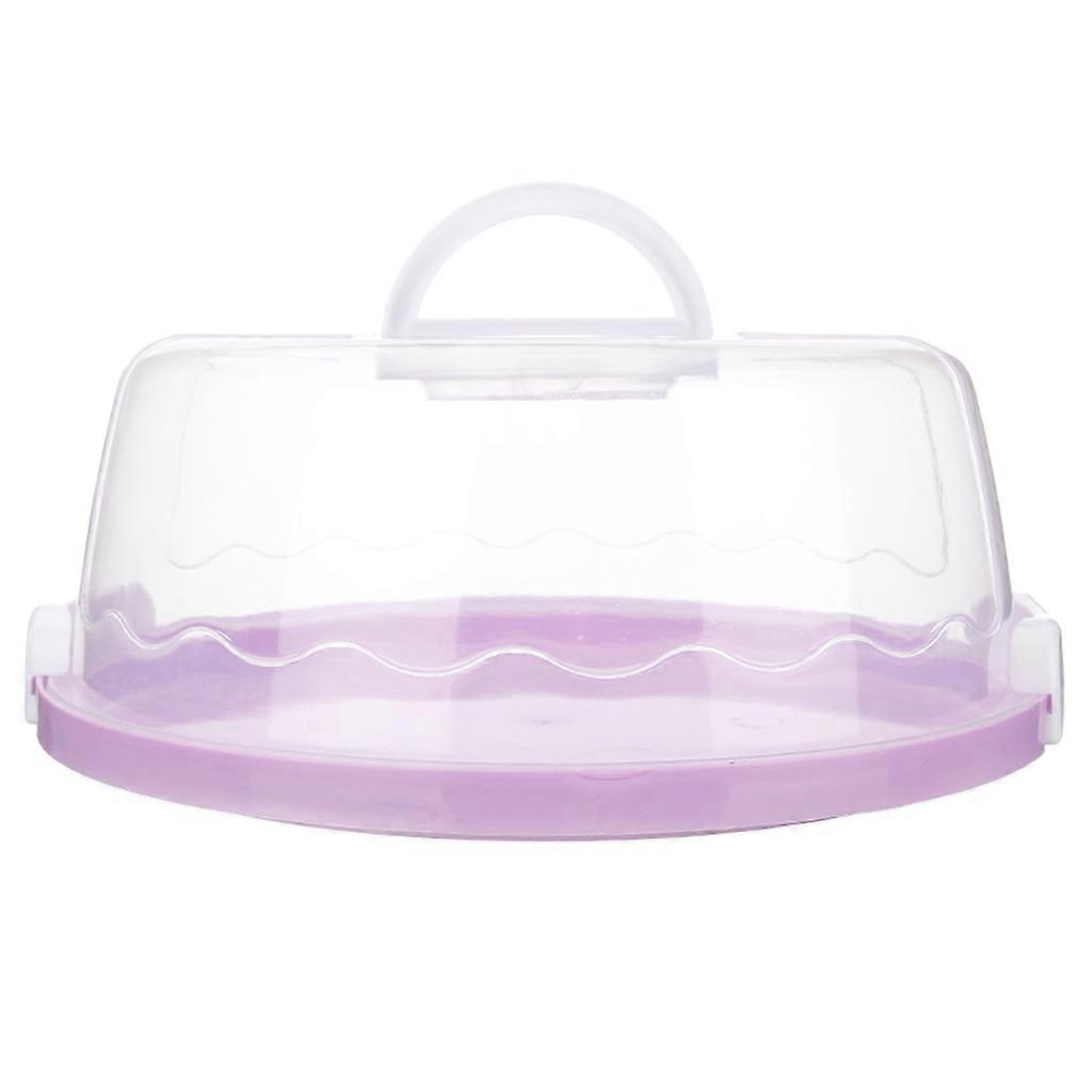 Boîte à gâteau ronde en plastique portable Récipient à dessert pour le scellement de cas Handh Violet
