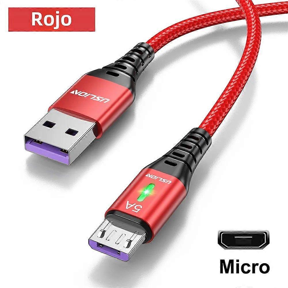 USLION 5A Micro USB Fast Charging Cable for Mobile Phone with LED Indicator Compatible with Xiaomi Android Data Cable with Micro USB and USB A Connect