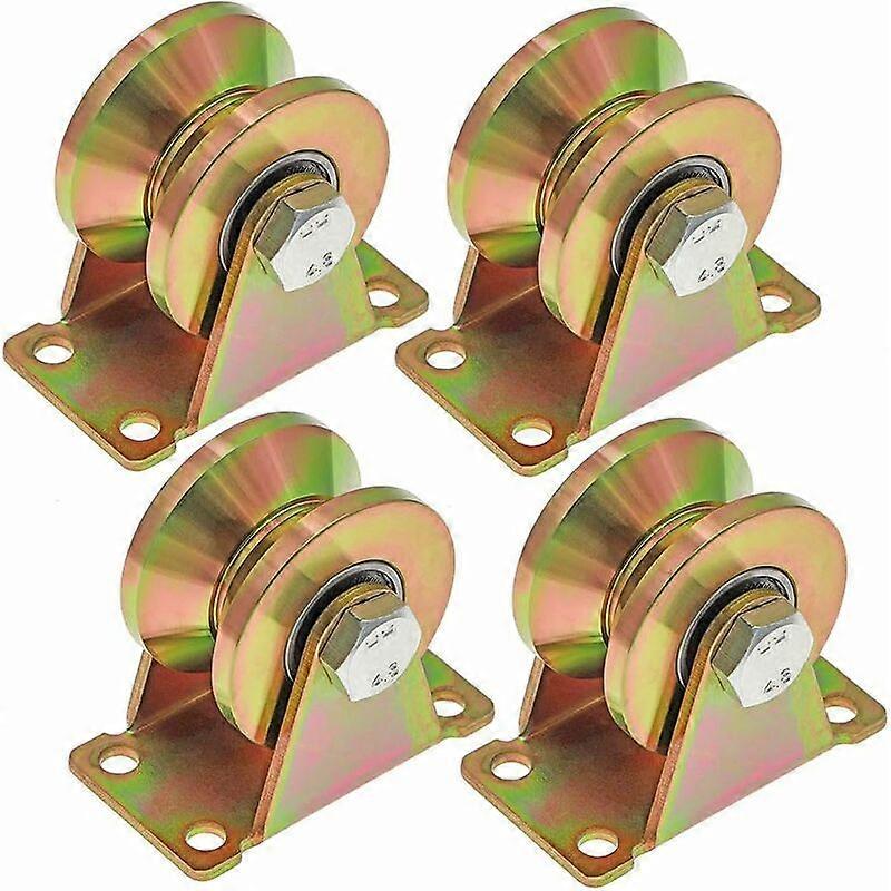 4 Pcs V Groove Wheel, Sliding Gate Wheels 50mm, Steel Wheels with V Groove, for Sliding Gate, Factory Gate, Driveway Gate, Load Capacity 300kg per Cas