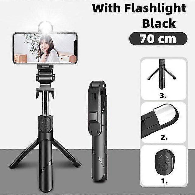 Tripod Selfie Stick With LED Light For Phone Mobile Lamp Cell Holder Smartphone Stand Telescopic Monopod Bluetooth Pau Selfy Rod