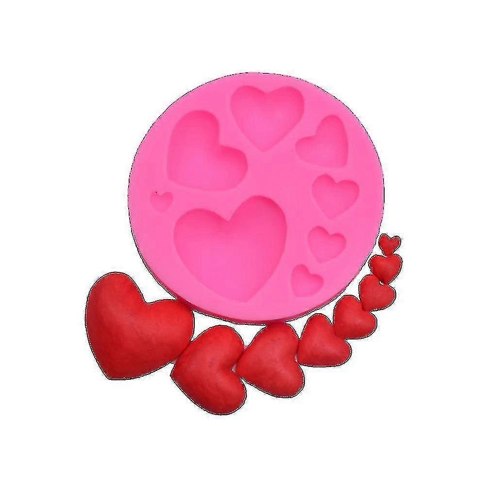 Miniowl-DIYベーキングラウンド8ホールハートクレートフォンダンケーキシリコンモールド