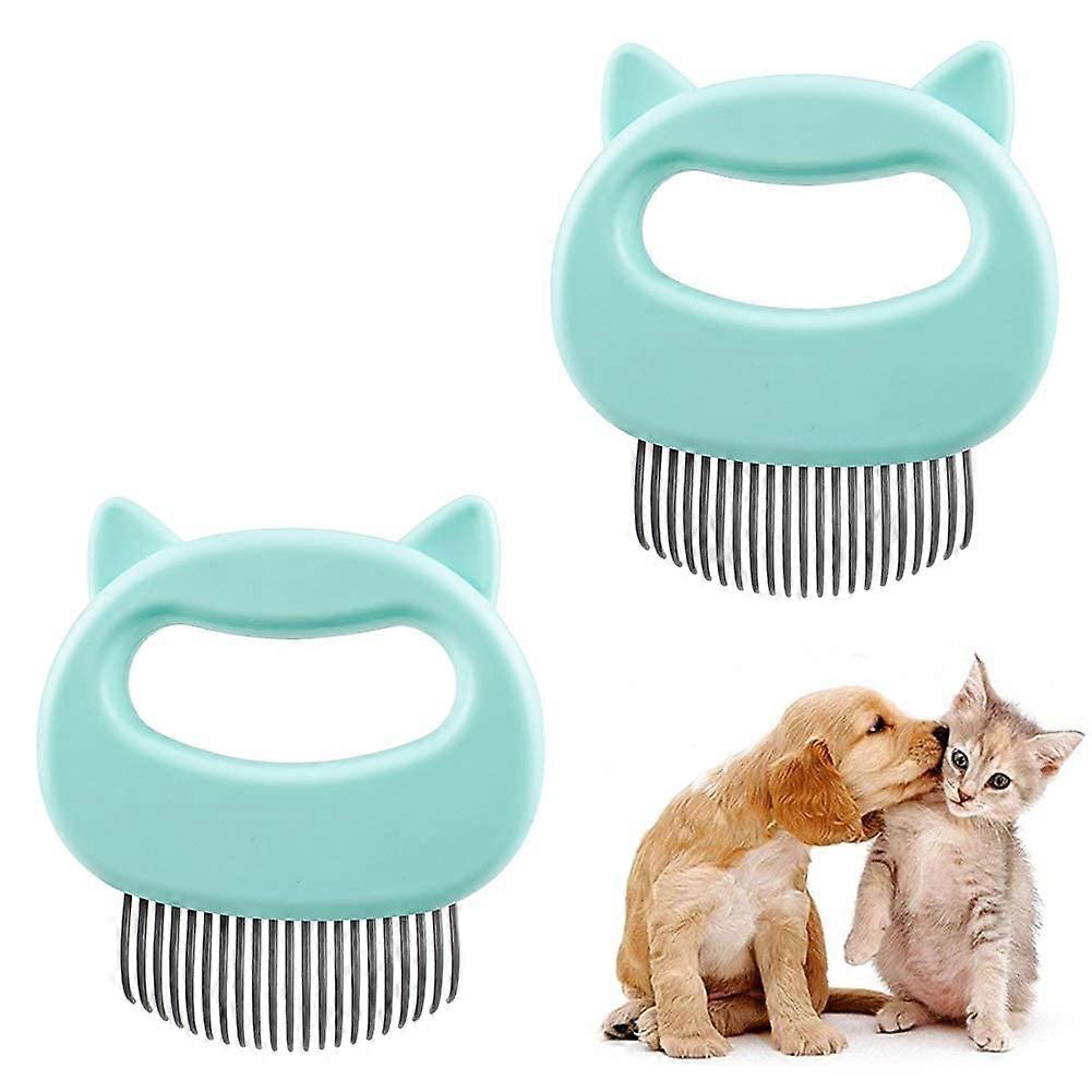 2 Pcs Cat Dog Comb Set, Green Elastic Cat Massage & Grooming Comb for Matted Fur, Knots, and Tangles Removal