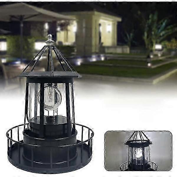 Solar LED Lighthouse 360 degree rotating IP65 LED garden light effect landscape lamp