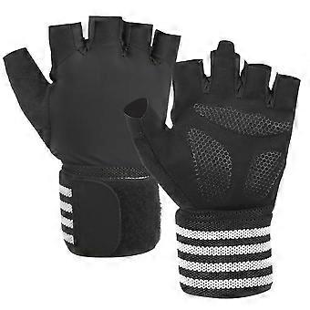 Unisex Outdoor Sports Bike Cycling Breathable AntiSkid SunProof Half Finger Gloves(White M )